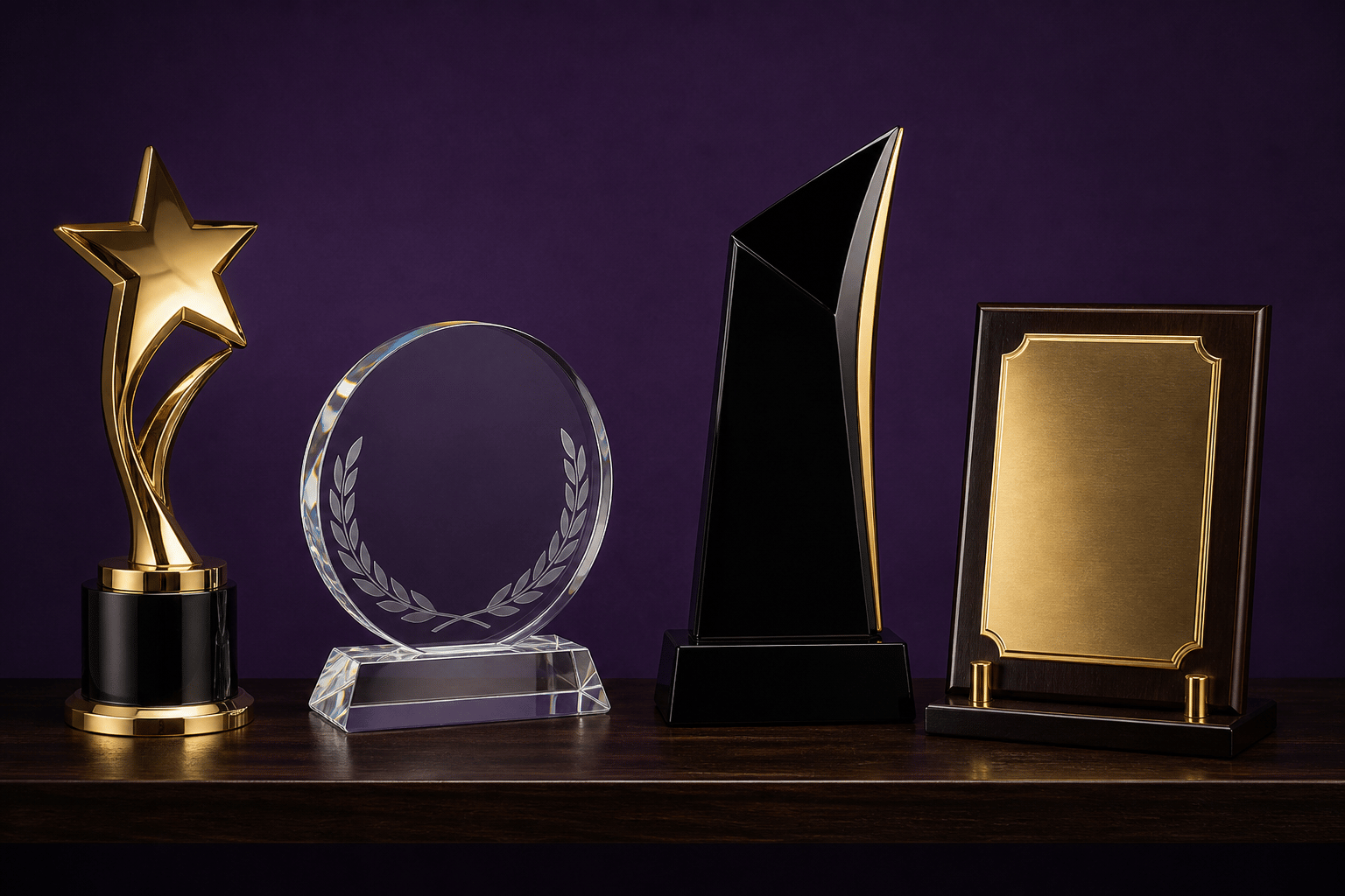 Illustrative awards and trophies shelf
