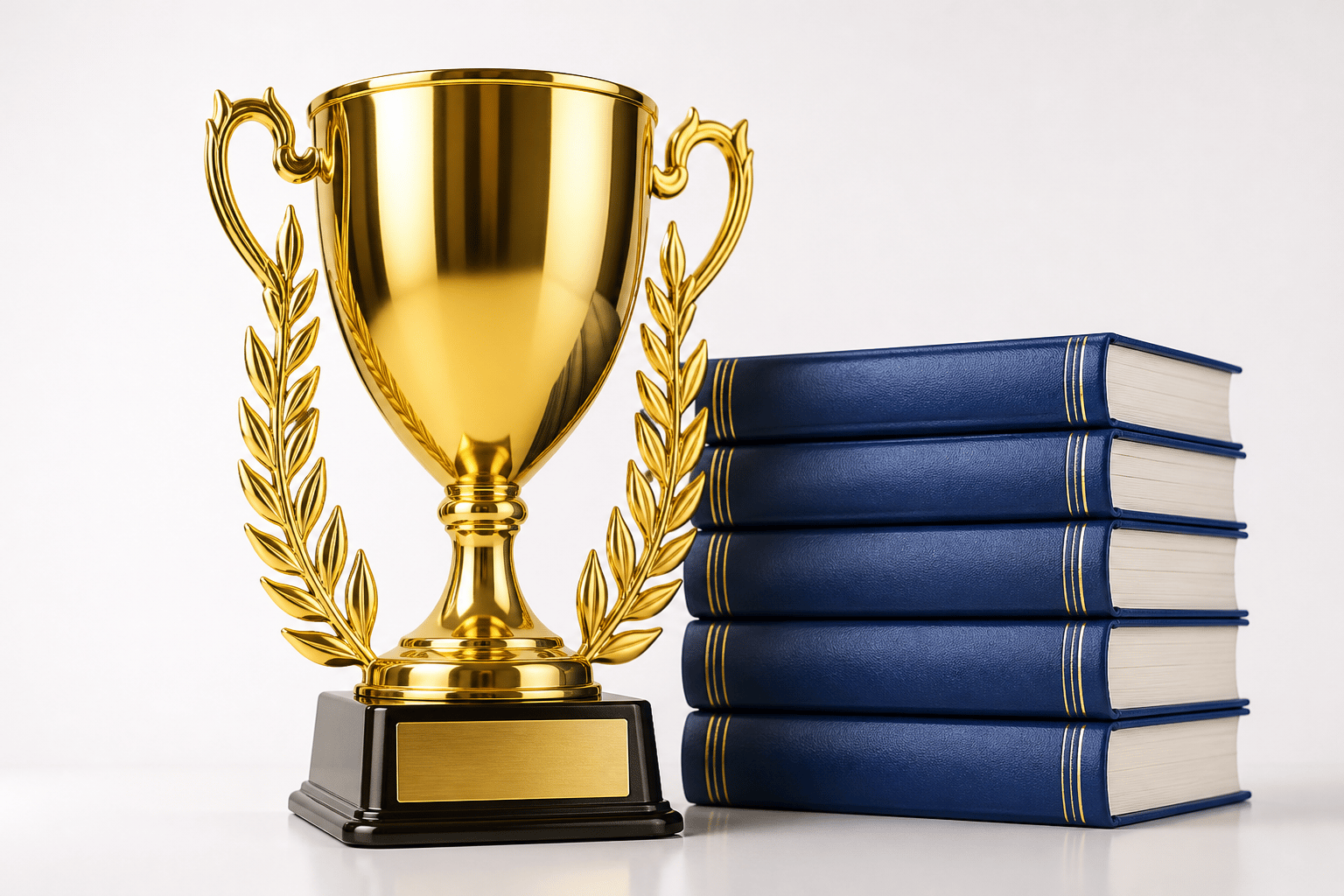 Illustrative trophy and standards books representing quality and compliance
