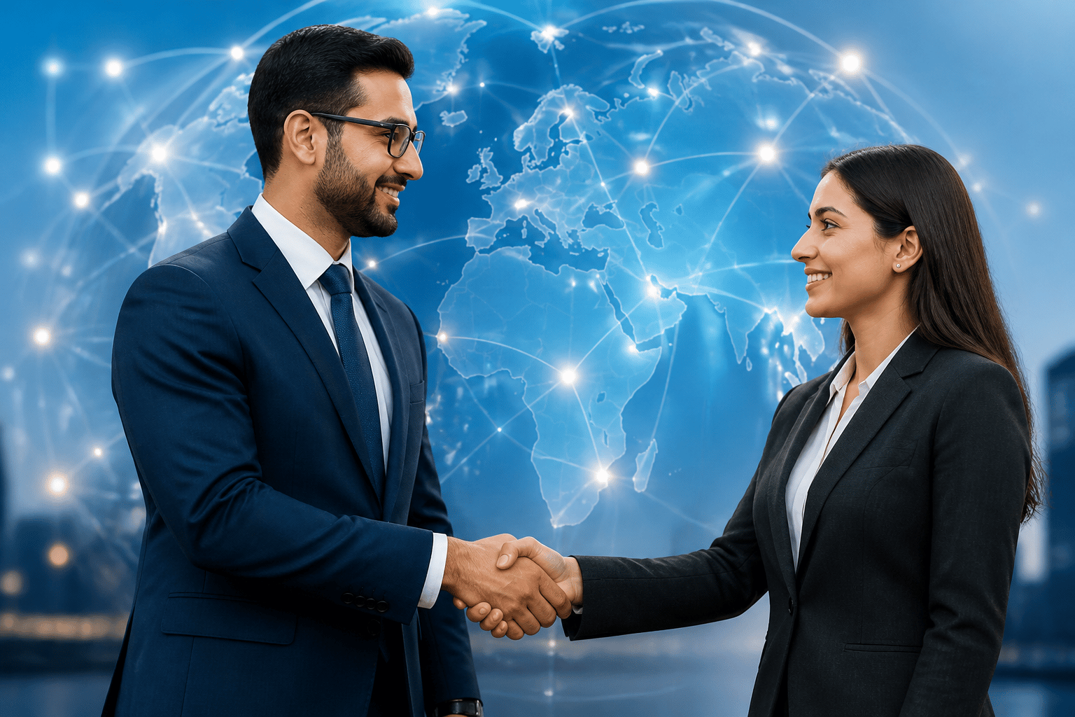 Business partners shaking hands — illustrative partnership photography