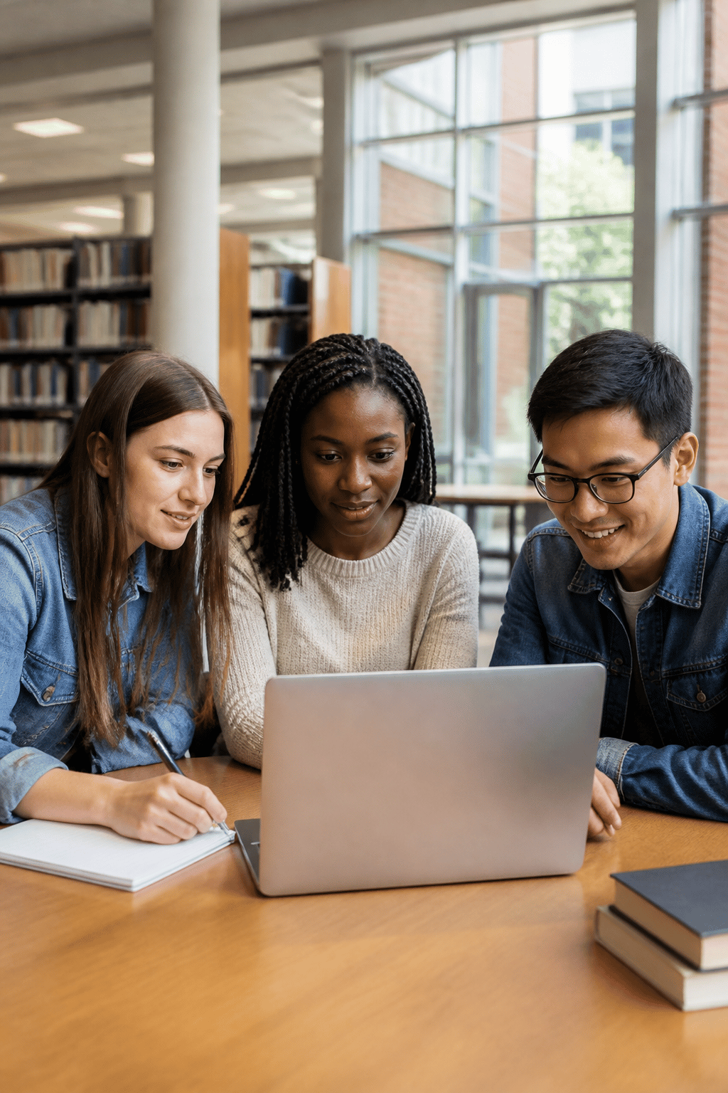 College students collaborating on campus