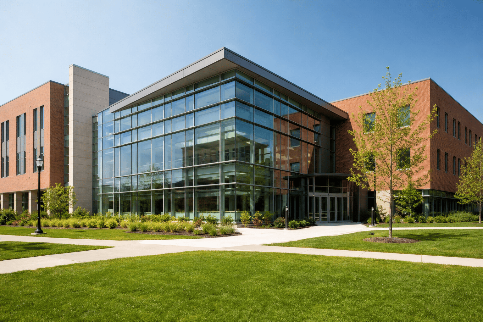 Modern college campus representing higher education institutions