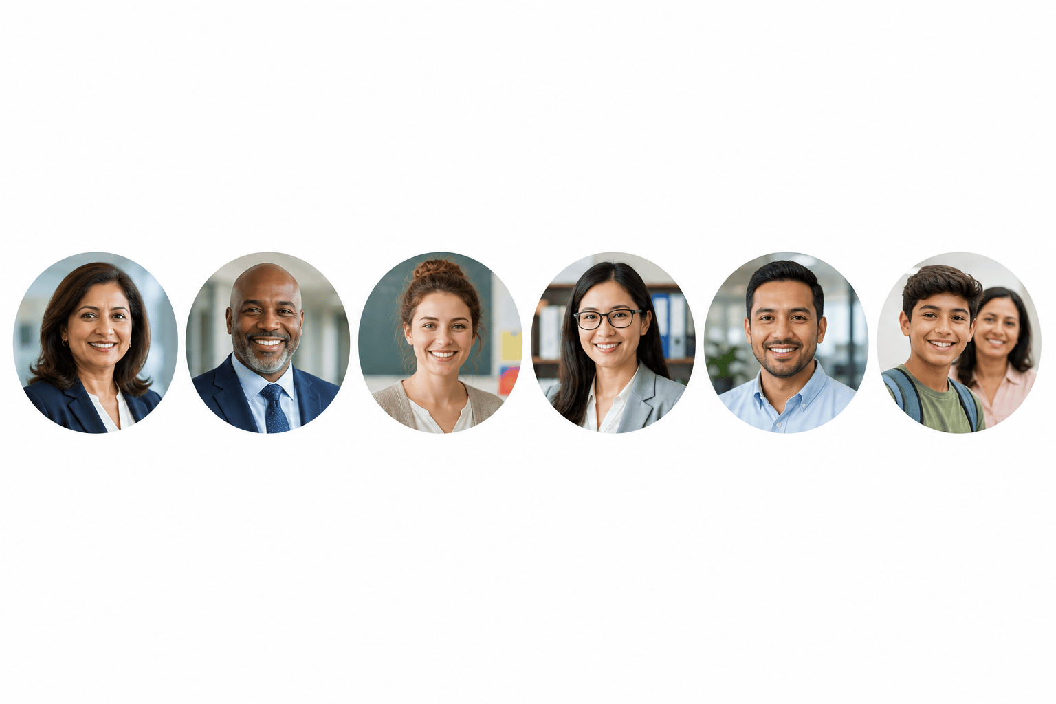 Illustrative stakeholder portraits representing institutional roles
