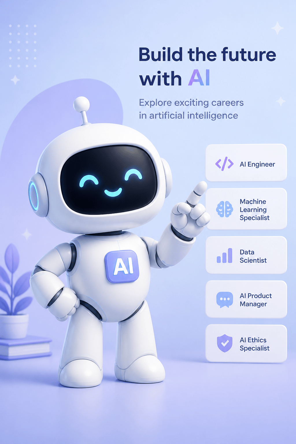 Illustrative friendly robot representing AI career opportunities at d'Katia