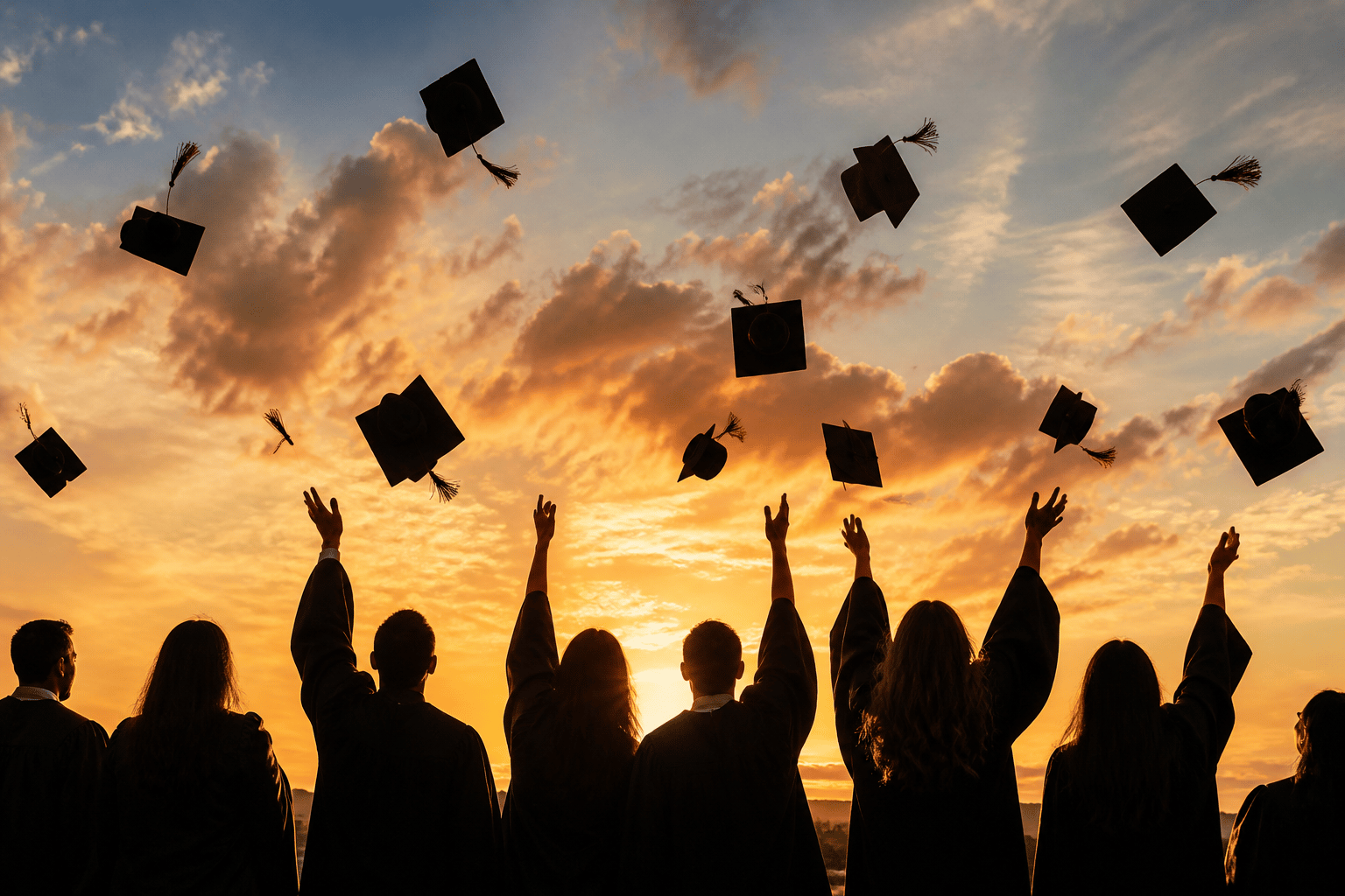 Graduates celebrating higher education — illustrative