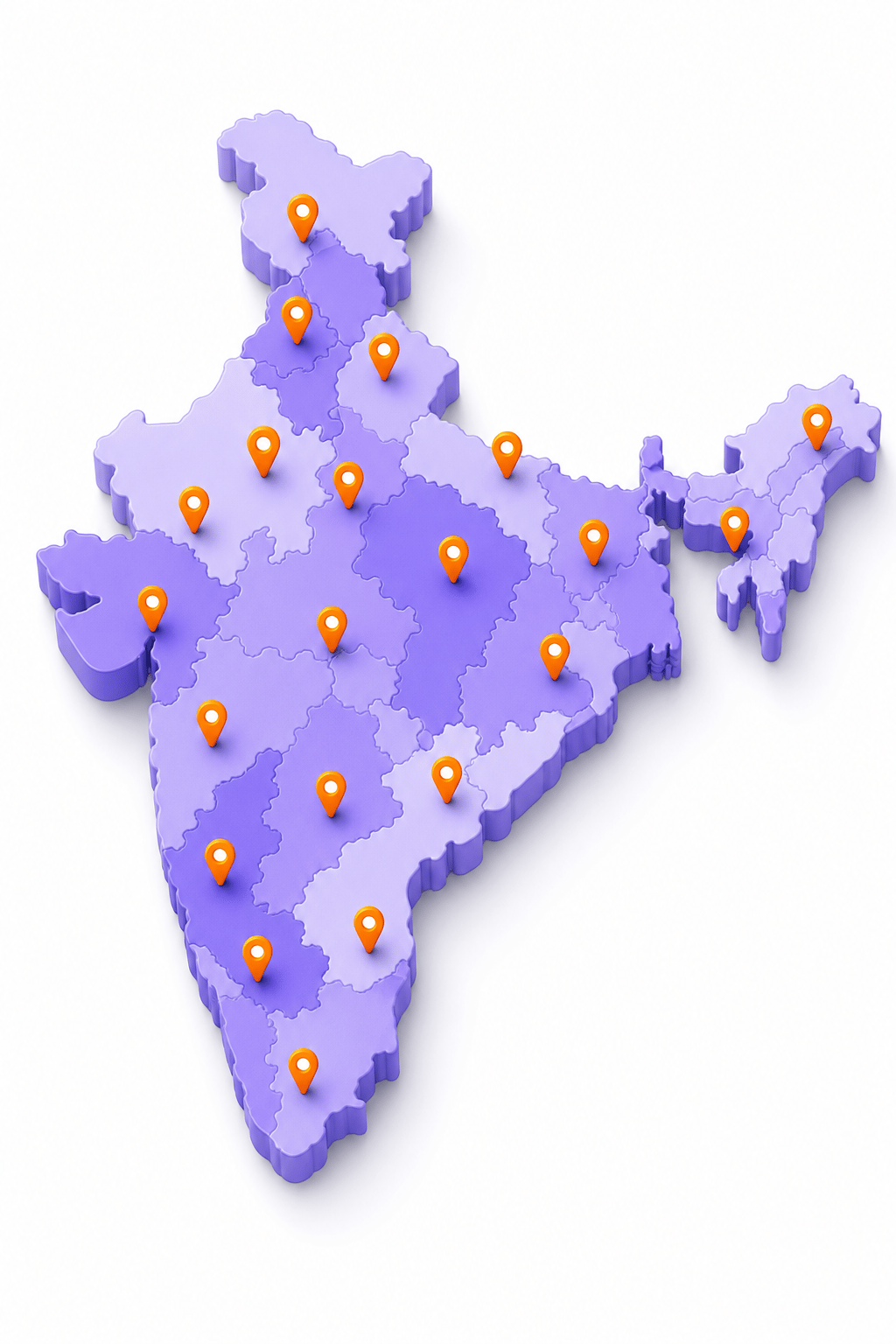 Illustrative map of India with presence markers — not verified district coverage