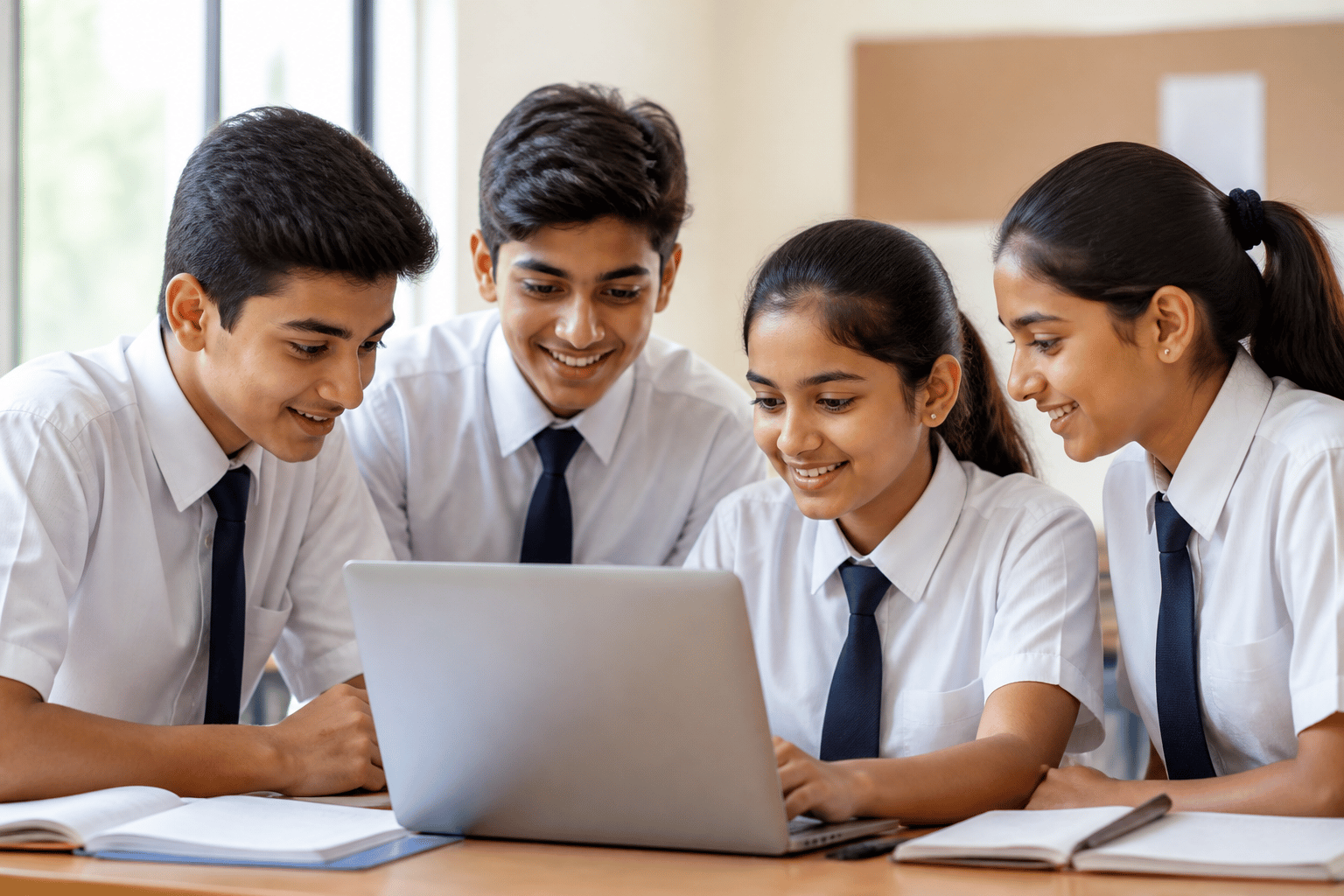 Indian students collaborating with technology — illustrative